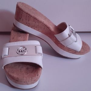 Michael Kors White Open Toe Flatform Sandals